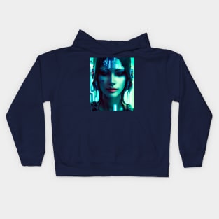 Cyberpunk Hotties (23) - Beautiful Sci fi Women Kids Hoodie